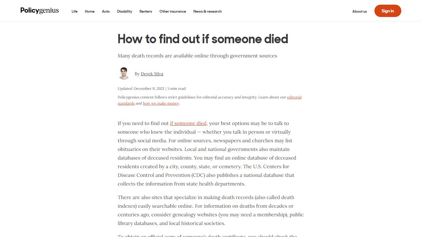 6 Ways to Find out if Someone Died - Policygenius